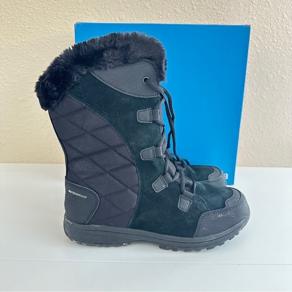 Columbia Women's Lace Up Snow Boots Ice Maiden II in Black with Box sz US 8 - Picture 6 of 13